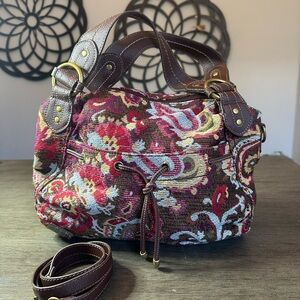 Relic Tapestry style sachel Brown and Red paisley with adjustable strap